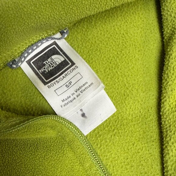 North Face Boys TKA 100 Glacier ¼ Zip Fleece Pullover, Lime Green, SIze Small - Picture 4 of 9